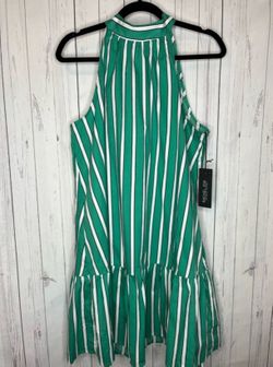 Rachel Zoe Green and White Striped Mini Dress Size:L