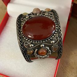 Pulsera Caña Stainless Piedras Jade Joyería Antigua Indu