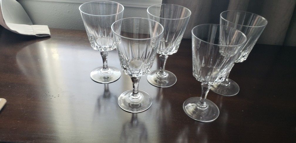 glasses cristal D'Arques Durand set of 5 5/22/26 yakuma