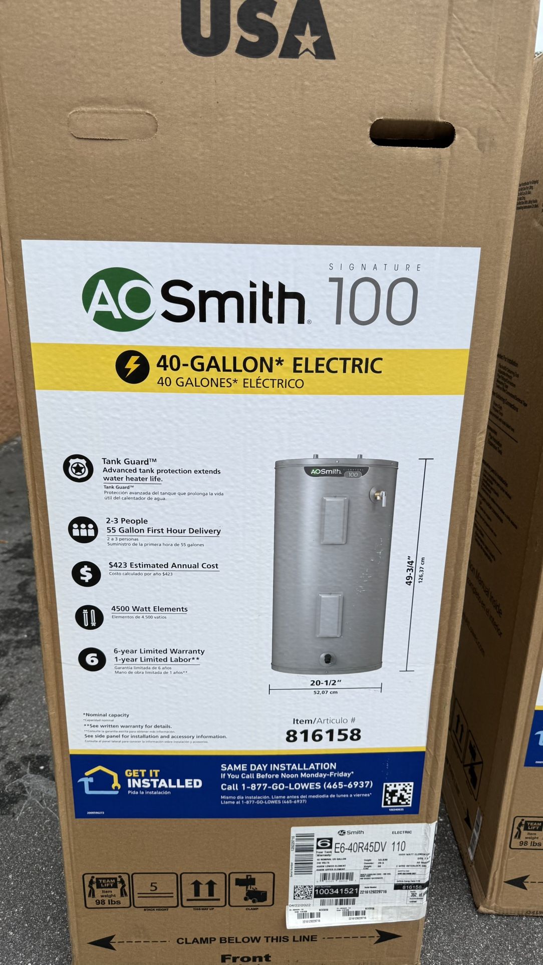 Water Heater NEW 40 GAL