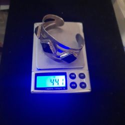 Sterling Silver Cuff Bracelet with Onyx 