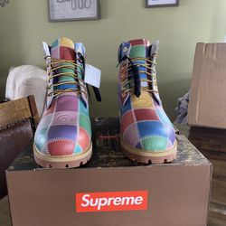 SUPREME TIMBERLAND PATCHWORK WATERPROOF BOOTS SIZE 10.5