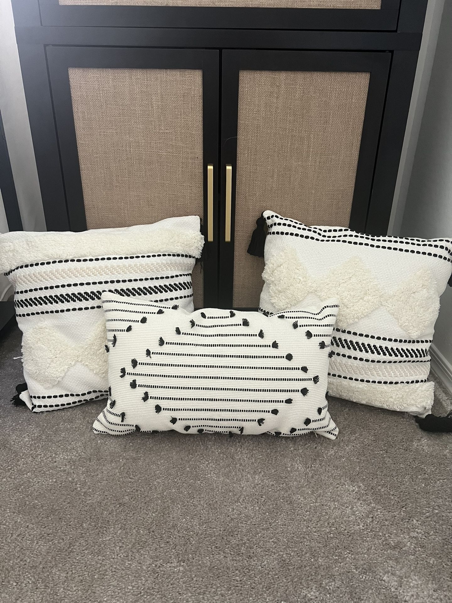 A Set Of Black-And-White Accent Pillows