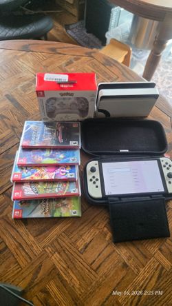 OLED Nintendo Switch Console With 5 Games, New Controller, Dock, and Case