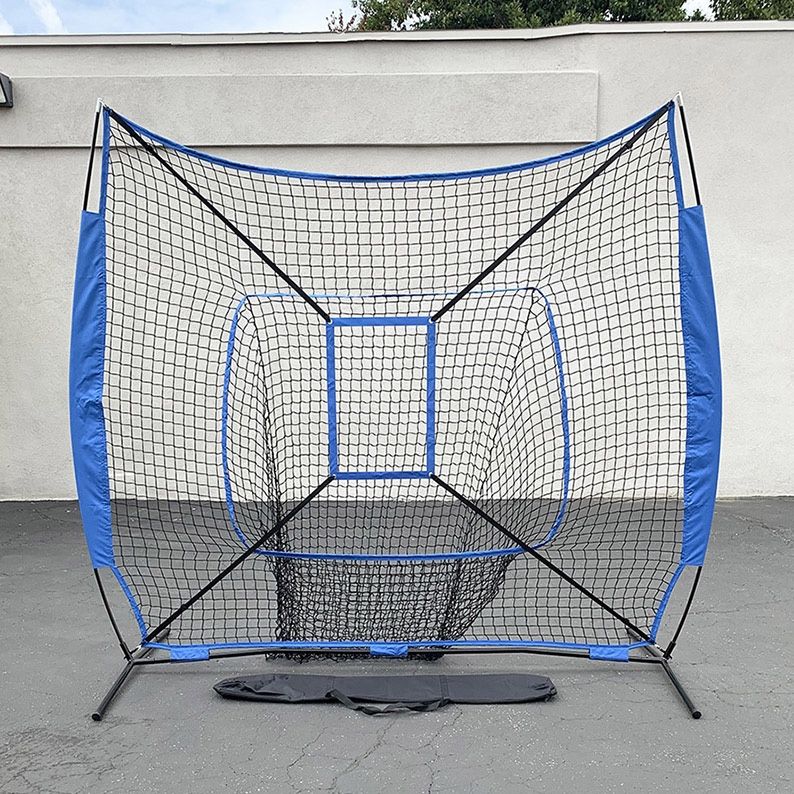 $45 (New in Box) Baseball & softball practice hitting & pitching 7x7’ net with bow frame, carry bag