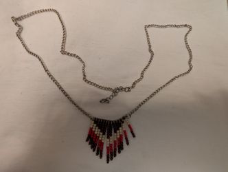 Native American handmade beaded-fringe necklace