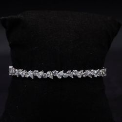 Pear & Round Diamond Tennis Bracelet – 14K White Gold | 7.49 CTW | 7 Inch (LAB)