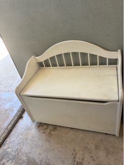 White wood toy box