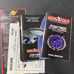Star Trek The Next generation Monopoly Edition Instructions, Manuals, & Deeds