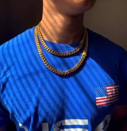 Cuban Link Set 14K Gold Plated Does Not Loses Color