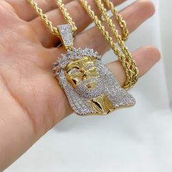Diamond Face W Rope Chain