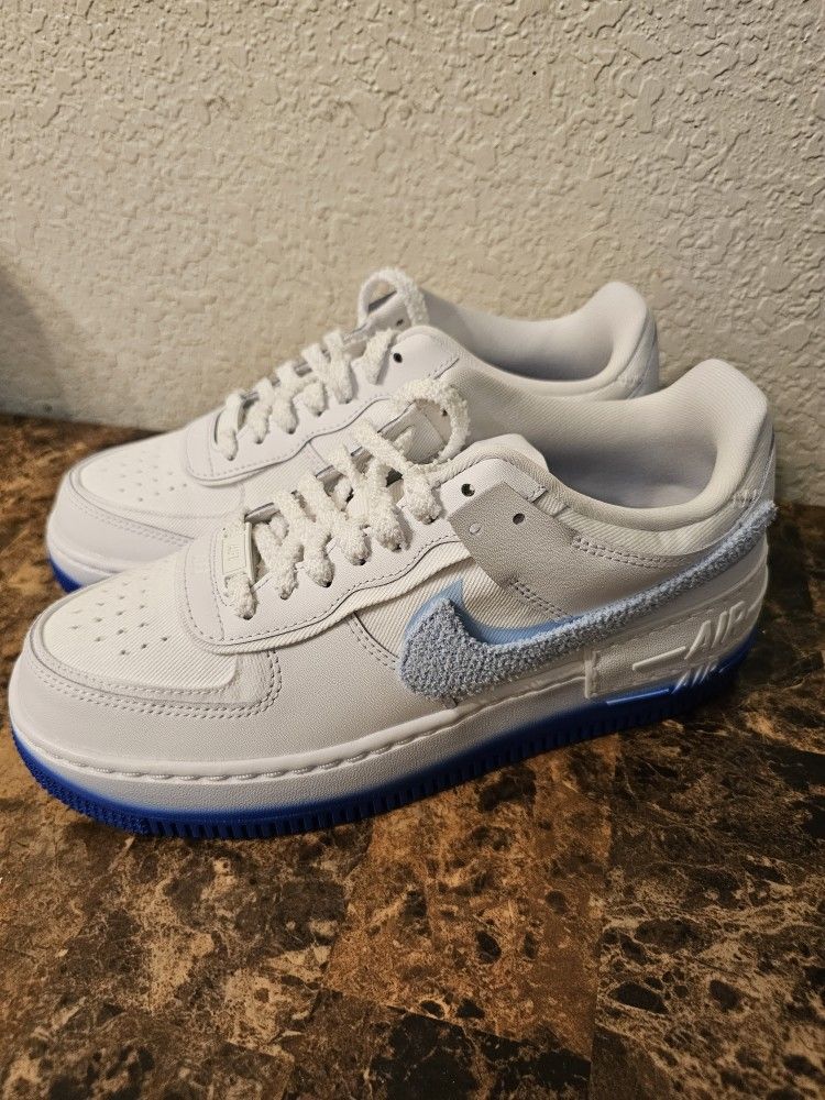 New Nike Air Force 1 Shadow White Blue FJ4567-100 Women's 8.5 Shoes