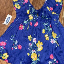 Girls Floral Blue Dress 