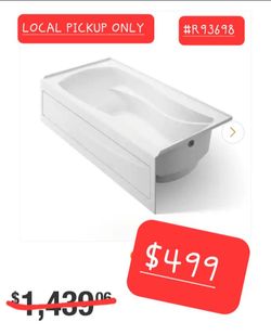 ➿️ Mariposa 72 in. x 36 in. Alcove Soaking Bathtub with Right-Hand Drain in White, Integral Flange