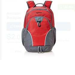 NEW Amazon Basics Red Sports 17" Laptop Backpack commuter bag shoulder straps