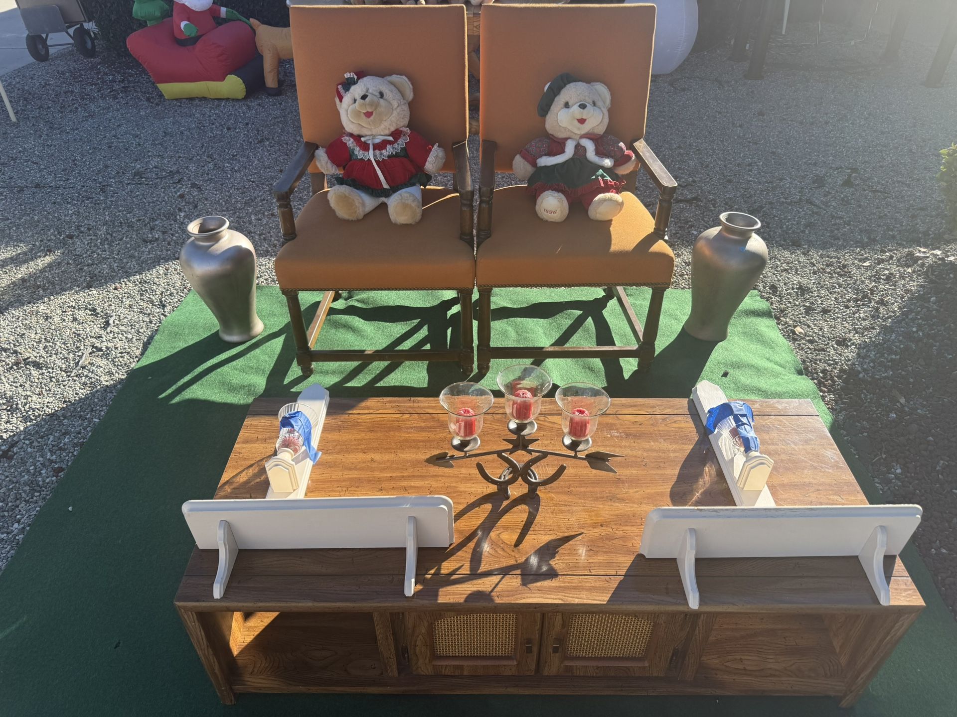 Living Room Bundle Coffee Table 2 Chairs Candle Holders Wall Shelf’s $150 For All 