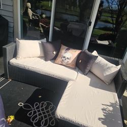 Wayfair 5 Person Rattan Sectional W/throws