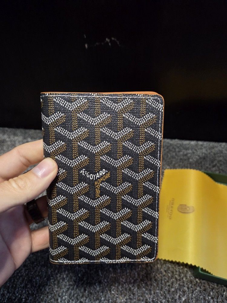 Goyard Passport Holder - Black And Tan, Brand New