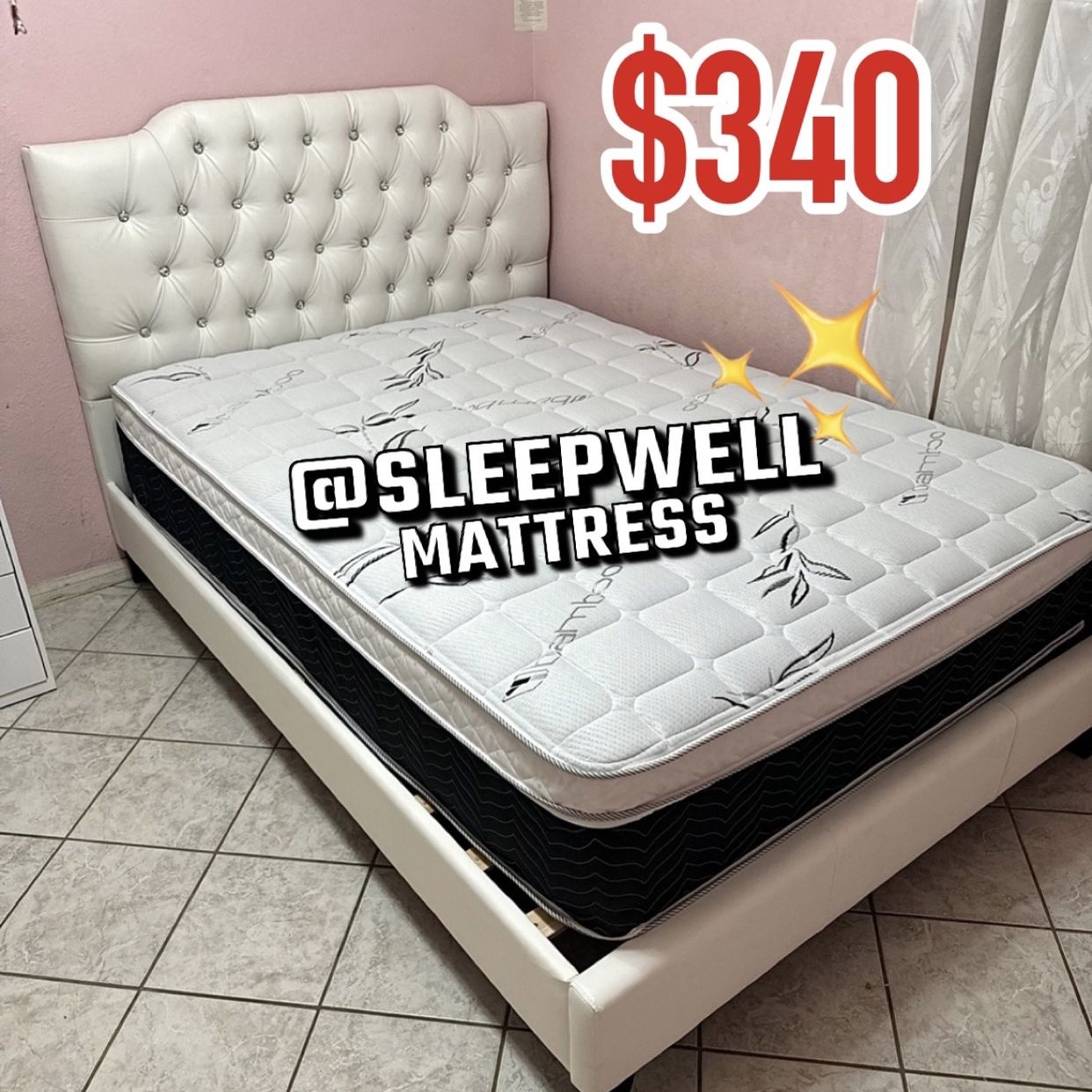 New Queen Bed Frame With Mattress $340