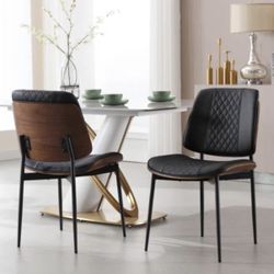 Beautiful Walnut Bentwood dining chairs with faux leather upholstery