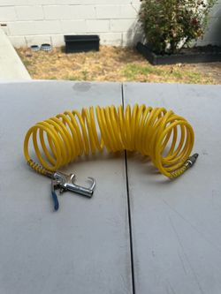 Extension Recoil Air Hose Adapter, Locking Tire Chuck with Flexible PU Replacement Hose and Standard Tire Valve Fine Thread for Quick Connect, Tire In