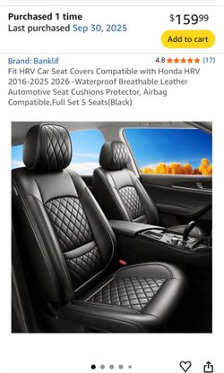2025 Honda HRV seat covers full set