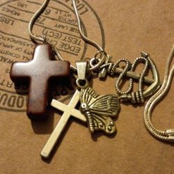 Necklace With Charms And Cross In Perfect Condition 