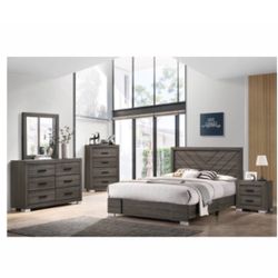 4- Pc Bedroom set Dresser,Mirror  Nightstand (1) Queen size bed frame  Not including Mattress and Box Sp