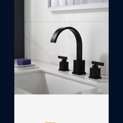 Bathroom Faucet, 2 Lever Handle 8 inch Widespread with Water Supply Hoses F1 black And Nickel  F1