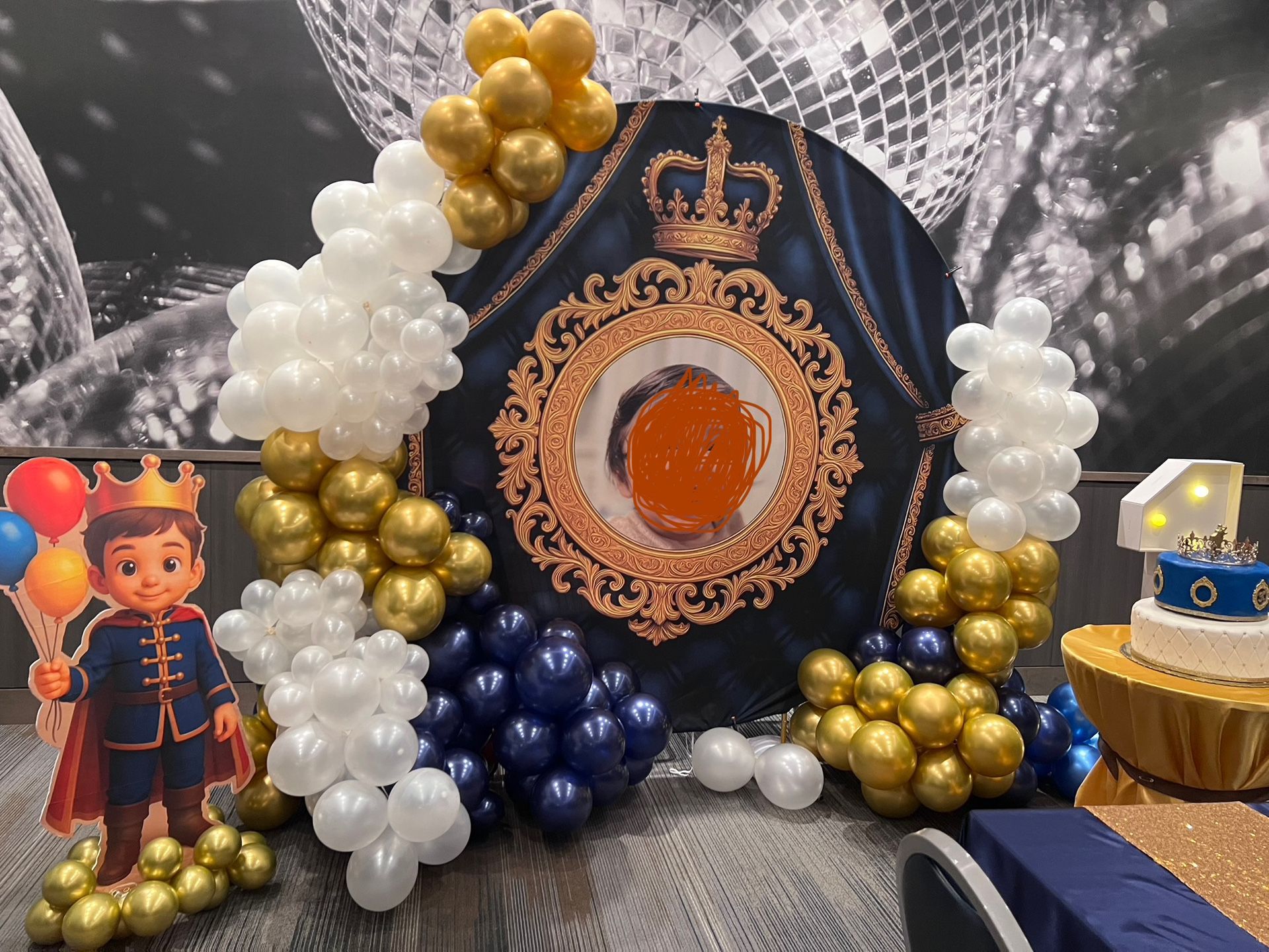 Balloon Garland, Centerpieces, Prince Cutout, Marquee Number 1