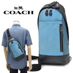 Coach Two Tone Blue Leather Manhattan Sling Backpack