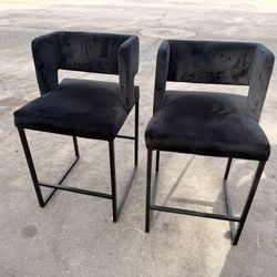 Black Velvet Stools Chairs 