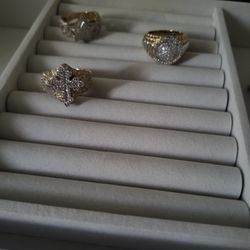 10k Real Gold Real Diamond Rings And Earrings And Bracelet