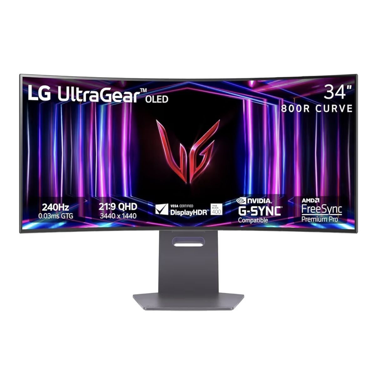 LG 34" UltraGear 34GS95QE OLED WQHD 240Hz 0.03ms G-Sync 1440p 800R Curved Gaming Monitor