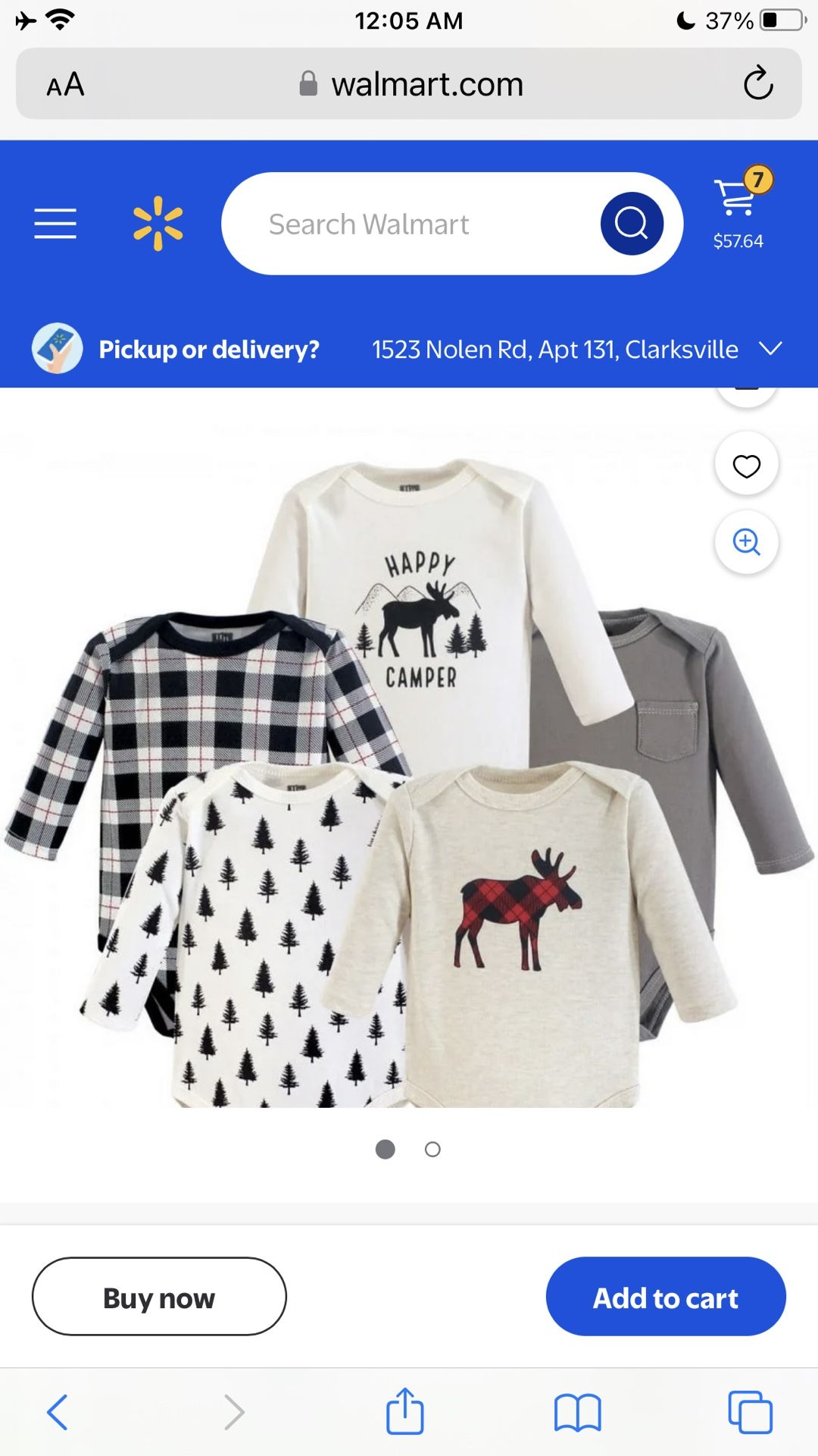 Baby 5- pc Boy Girl reindeer Cute Bodysuits Long Sleeve New cotton Size 18m