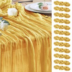 Wokceer Cheesecloth Table Runner Christmas 12Pack 10FT Gold Boho Gauze Fall Thanksgiving Cheese Cloth Table Runner For Party Rustic Sheer Table Runner
