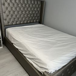 Silver Queen Diamond Tufted Bed Frame
