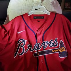 Red, Atlanta Braves Original MLB Jersey And Helmet, XL
