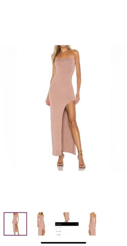 Revolve Strapless Mocha/Nude Toni maxi dress With Slit