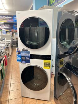 LG WashTower Stacked SMART Laundry Center 4.5 Cu.Ft. Front Load Washer & 7.4 Cu.Ft. Gas Dryer