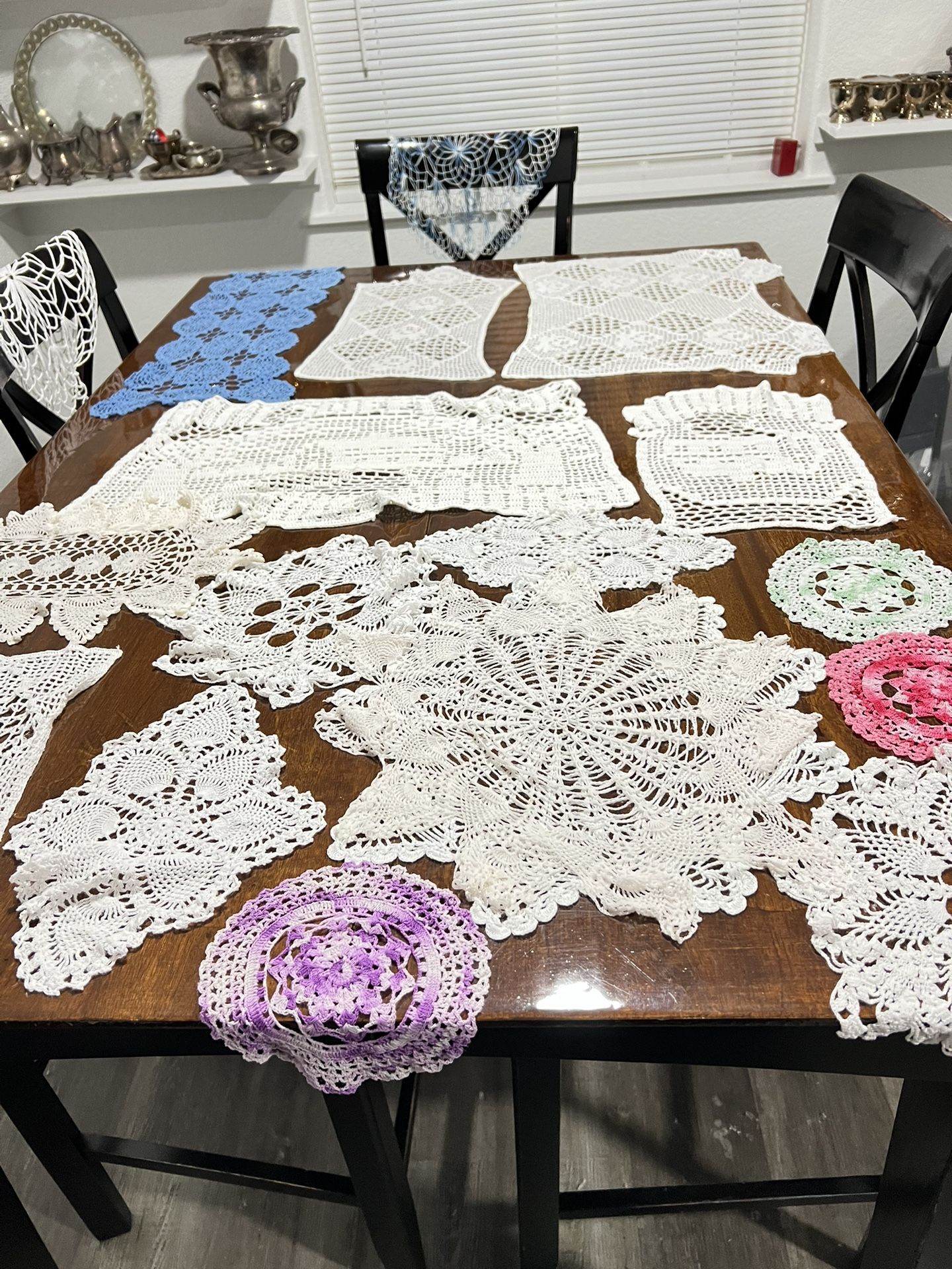 Vintage Lot of Handmade Crochet Braided Round Granny Square Kitchen Decor