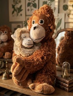 Punch Monkey & Pal Orangutan  Stuffed Animal Plushie 33cm/13in
