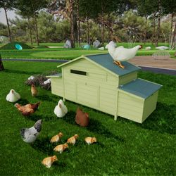 11.12 ft² Large Wooden Chicken Coop Outdoor Hen House Poultry Cage with 2 Free-range Doors ,2 Nesting Boxes,chicken perch inside