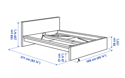 Ikea MALM (Queen) Bed frame, white/Luröy