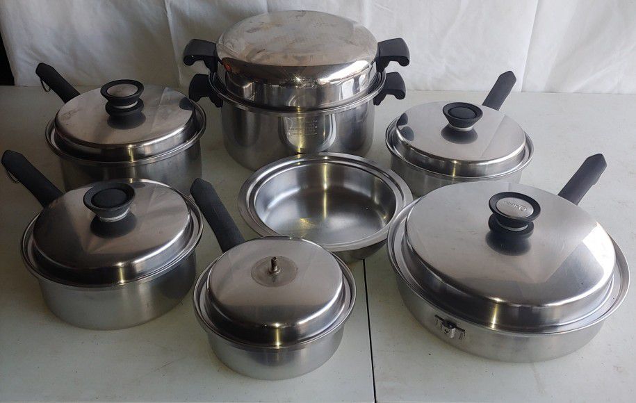 Amway Queen Cookware 13 Pc Set Multi-Ply 18/8 Stainless Steel USA 