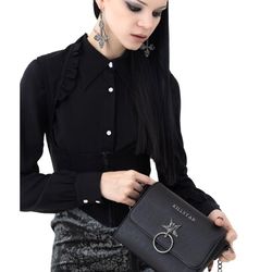 Killstar Black Structured Crossbody Bag with Chain Strap