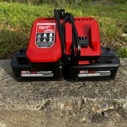2 Brand New 6.0ah Milwaukee Batteries with Charger