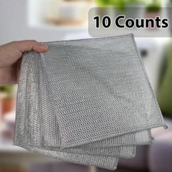 New / 10 Pcs / Multipurpose Dishwashing Rags, Multifunctional Non-Scratch Wire Cloth Metal Wire Rag For Wet And Dry Kitchen Cleaning Counter