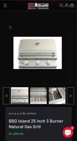 BBQ Island 25 Inch 3 Burner Natural Gas Grill and side burner