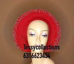 red color ready made auto gele